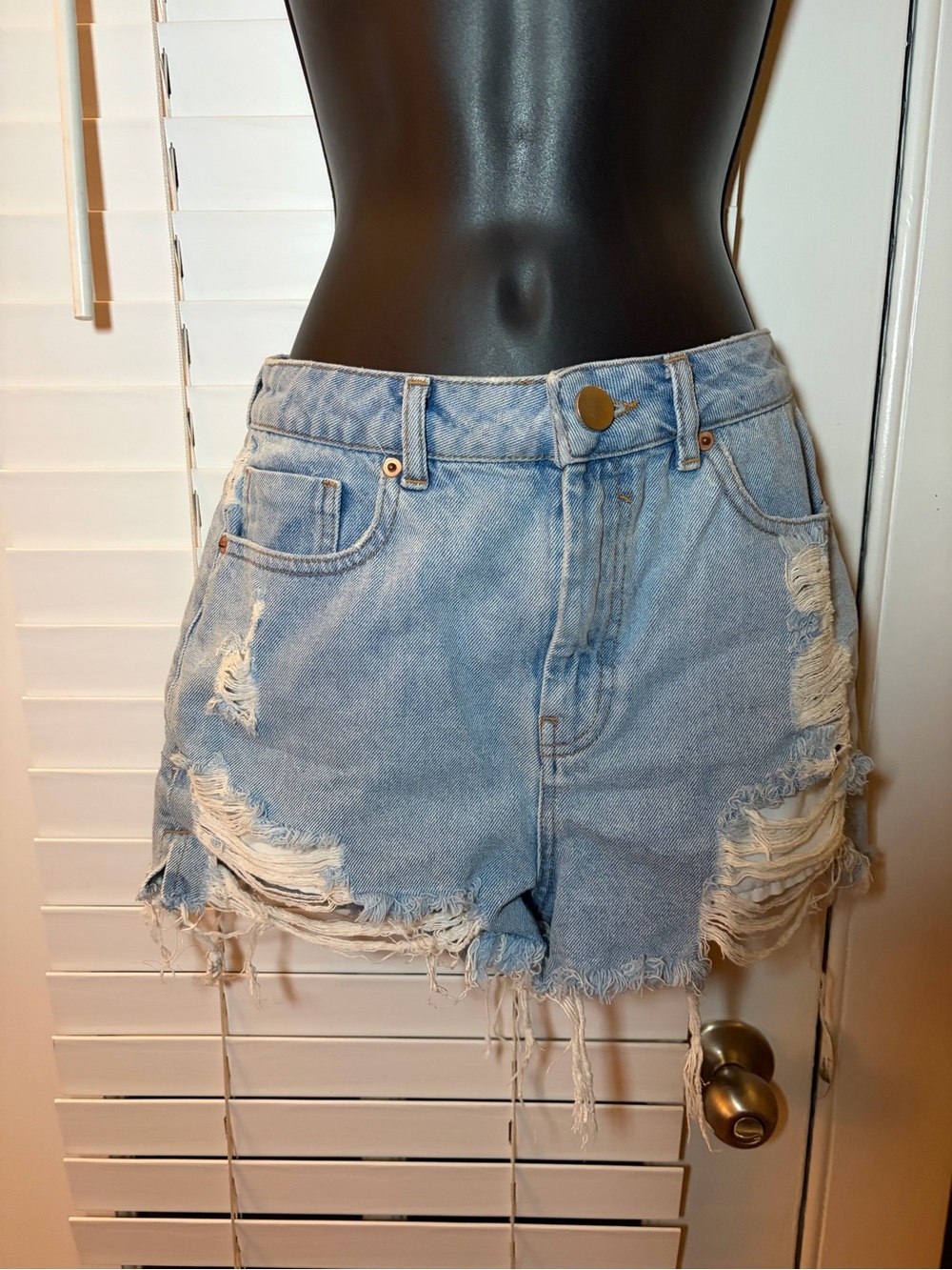 ASOS Light Blue Ripped Denim Shorts